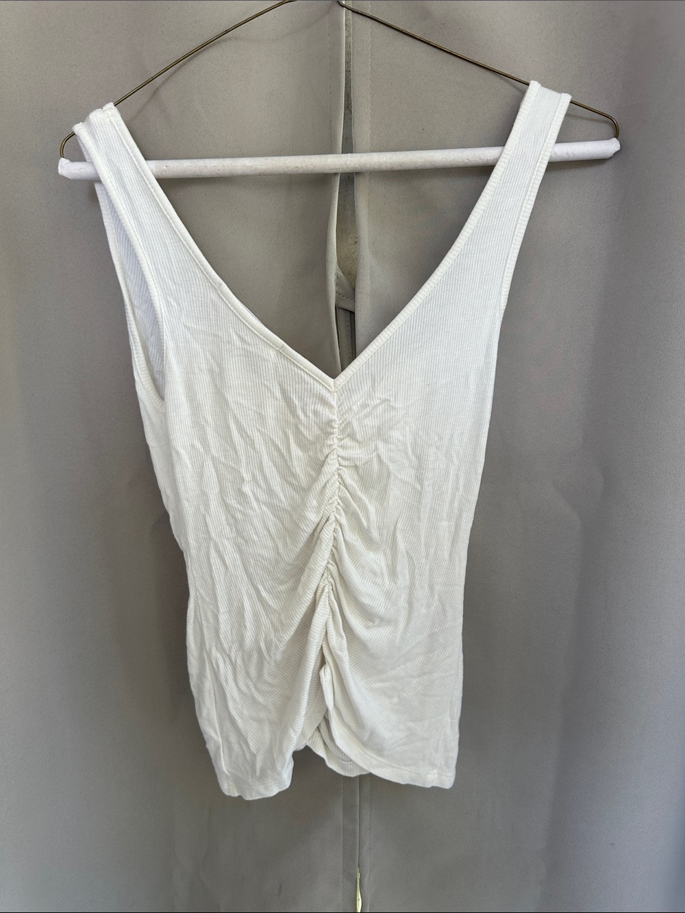 Project Social T Cream Ruched V-Neck Tank - Picture 3 of 4